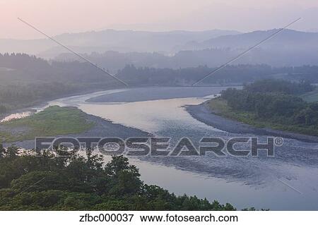 Stock Photo - Shinano river, Niigata Prefecture. Fotosearch
