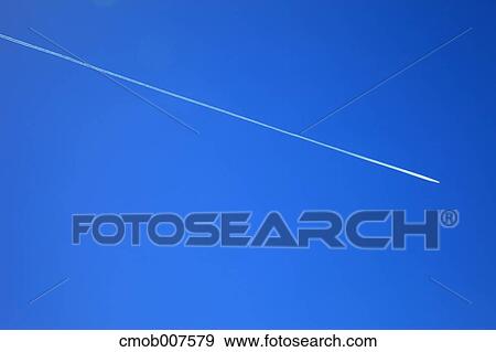Airplane trail View Large Photo Image Stock Photo - Airplane trail. Fotosearch