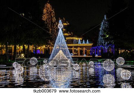 Stock Photo - Christmas illuminations at night, Aichi Prefecture. Fotosearch