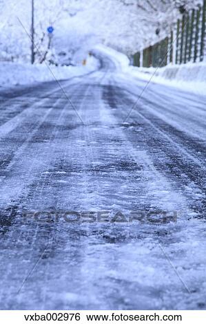Icy road View Large Photo Image Stock Photograph - Icy road. Fotosearch