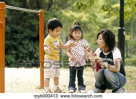 Japanese mother and kids View Large Photo Image Stock Image - Japanese mother and kids. Fotosearch