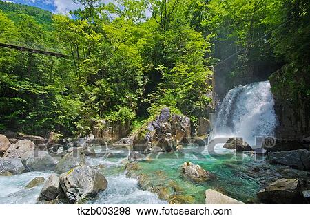 Stock Photo - Sentaru Waterfall, Gifu Prefecture. Fotosearch