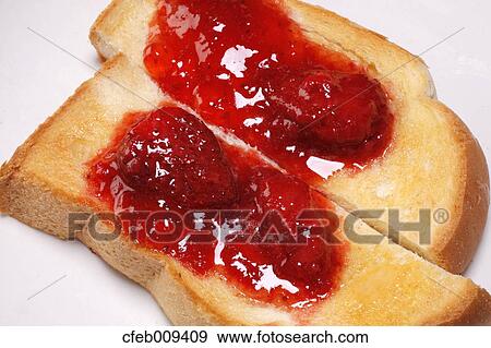 Strawberry jam toast View Large Photo Image Stock Photo - Strawberry jam toast. Fotosearch