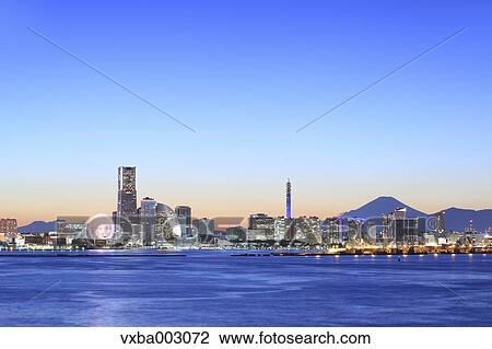 Stock Image - View from Daikoku Bridge in Yokohama, Kanagawa Prefecture. Fotosearch