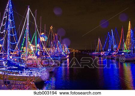 Picture - Yacht harbor at night, Aichi Prefecture. Fotosearch