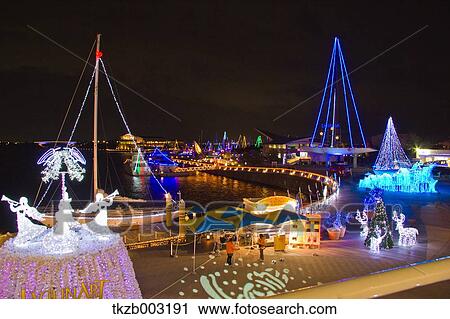 Stock Image - Yacht harbor at night, Aichi Prefecture. Fotosearch