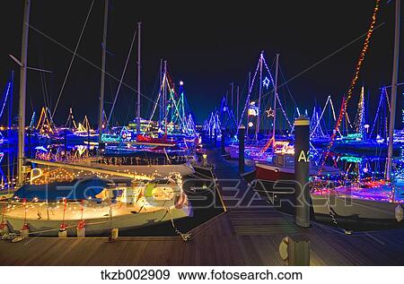 Stock Photo - Yacht harbor at night, Aichi Prefecture. Fotosearch