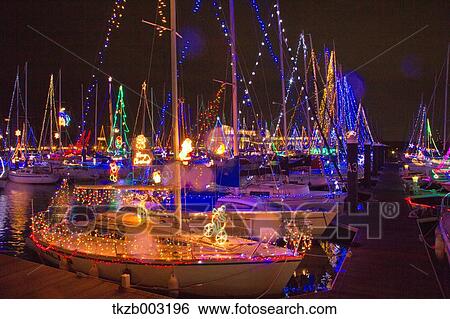 Stock Photograph - Yacht harbor at night, Aichi Prefecture. Fotosearch