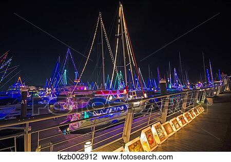 Stock Image - Yacht harbor at night. Fotosearch