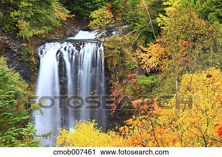 Stock Image - Zengoro Waterfall, Nagano Prefecture. Fotosearch