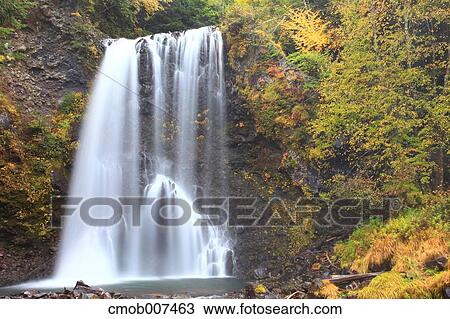 Zengoro Waterfall, Nagano Prefecture View Large Photo Image Stock Image - Zengoro Waterfall, Nagano Prefecture. Fotosearch