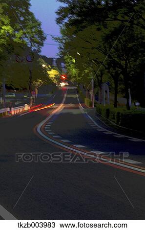 Driving in the Japanese countryside at night View Large Photo Image Stock Image - Driving in the Japanese countryside at night. Fotosearch