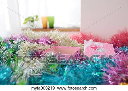 Gift box and decorations View Large Photo Image Stock Photo - Gift box and decorations. Fotosearch