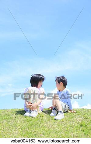 Japanese kids on a hill View Large Photo Image Stock Image - Japanese kids on a hill. Fotosearch