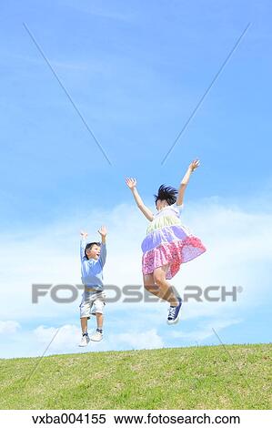 Japanese kids on a hill View Large Photo Image Stock Photography - Japanese kids on a hill. Fotosearch