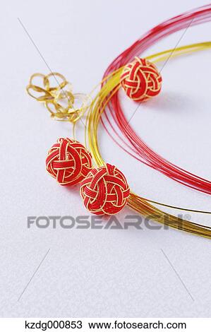 Stock Image - Japanese style envelope wrapping cord. Fotosearch