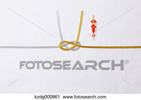 Stock Image - Japanese style envelope wrapping cord. Fotosearch