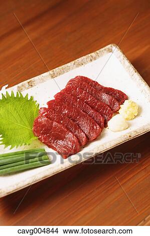 Japanese style raw horse meat View Large Photo Image Picture - Japanese style raw horse meat. Fotosearch
