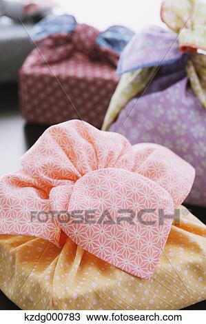 Stock Image - Japanese style wrapping cloths. Fotosearch