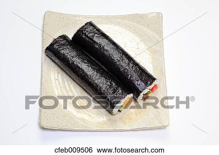 Korean Rolled Sushi View Large Photo Image Stock Photograph - Korean Rolled Sushi. Fotosearch