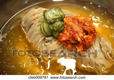 Korean style cold noodles View Large Photo Image Stock Photo - Korean style cold noodles. Fotosearch