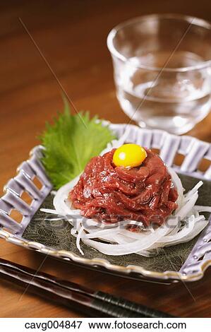 Korean style horse tartare View Large Photo Image Stock Photo - Korean style horse tartare. Fotosearch