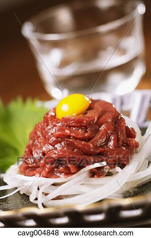 Korean style horse tartare View Large Photo Image Stock Photo - Korean style horse tartare. Fotosearch
