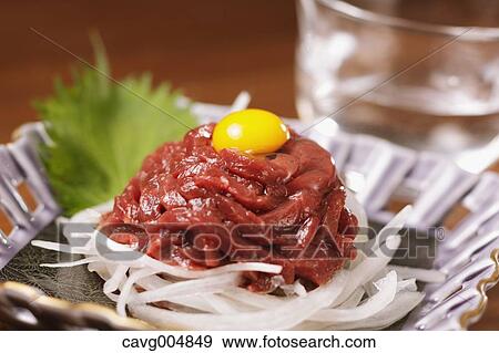 Stock Photo - Korean style horse tartare. Fotosearch