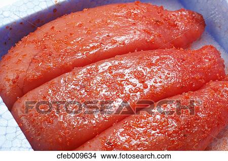 Marinated Pollock Roe View Large Photo Image Picture - Marinated Pollock Roe. Fotosearch
