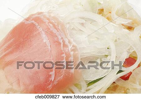 Stock Photo - Raw ham and salad. Fotosearch