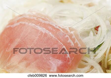 Raw ham and salad View Large Photo Image Stock Photograph - Raw ham and salad. Fotosearch