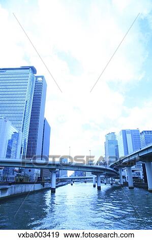 Stock Photo - View of Osaka, Japan. Fotosearch