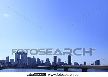 Stock Photograph - View of Osaka, Japan. Fotosearch