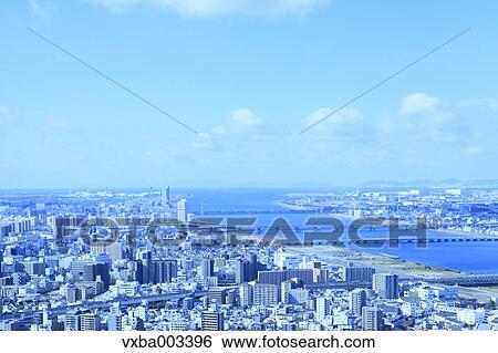 Stock Photograph - View of Osaka, Japan. Fotosearch