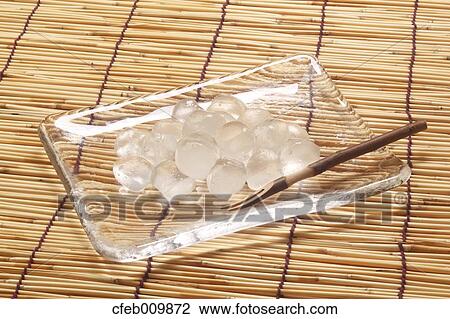 Stock Image - Warabi-mochi Japanese Rice Cake. Fotosearch