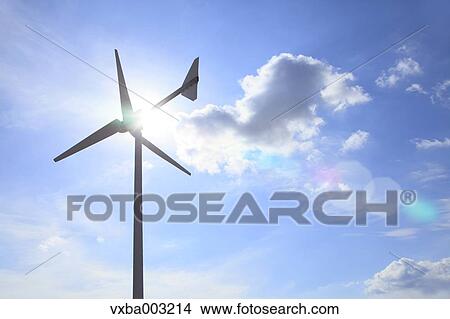 Wind turbine and sky View Large Photo Image Picture - Wind turbine and sky. Fotosearch