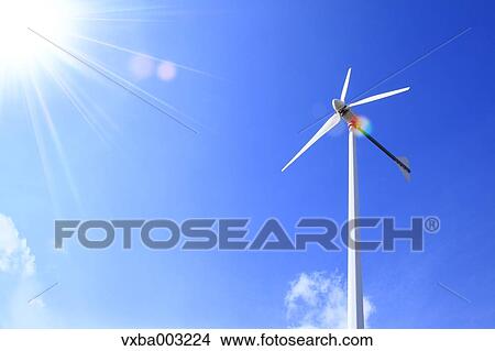Picture - Wind turbine and sky. Fotosearch