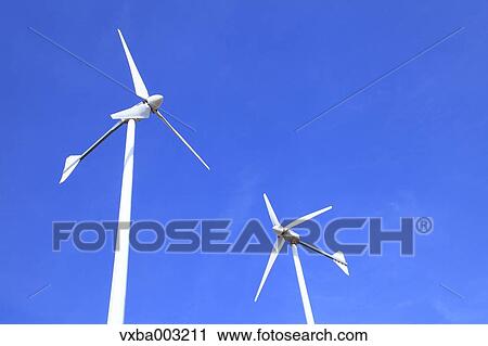 Stock Image - Wind turbines and sky. Fotosearch