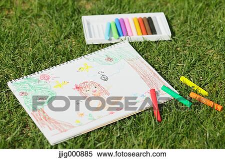 Stock Photography - Crayons and drawing . Fotosearch
