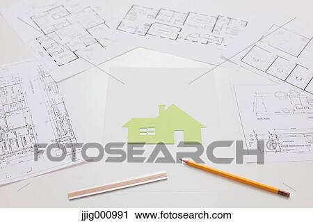 House construction drawings on white table View Large Photo Image Stock Image - House construction drawings on white table. Fotosearch