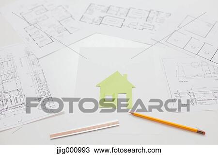 House construction drawings on white table View Large Photo Image Stock Image - House construction drawings on white table. Fotosearch
