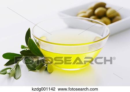 Stock Image - Olive oil and olives. Fotosearch