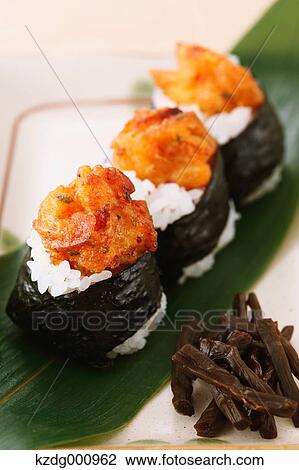 Stock Image - Onigiri rice balls. Fotosearch
