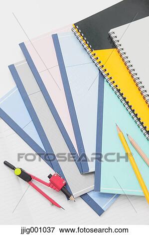 Pencils and notebooks View Large Photo Image Stock Photo - Pencils and notebooks. Fotosearch