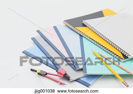 Pencils and notebooks View Large Photo Image Stock Photo - Pencils and notebooks. Fotosearch