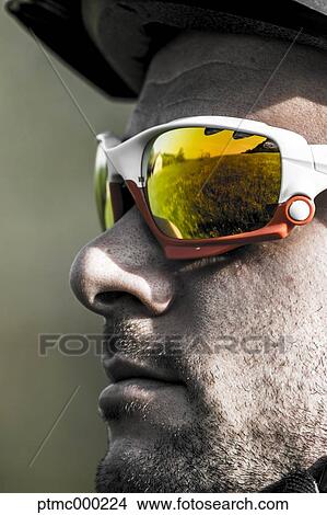 Picture - Portrait of mountain bike rider, Bologna, Italy. Fotosearch
