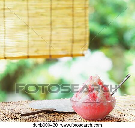 Shaved ice and paper fan View Large Photo Image Stock Image - Shaved ice and paper fan. Fotosearch