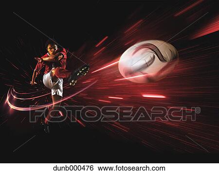 Soccer Player Kicking The Ball View Large Photo Image Stock Photograph - Soccer Player Kicking The Ball. Fotosearch