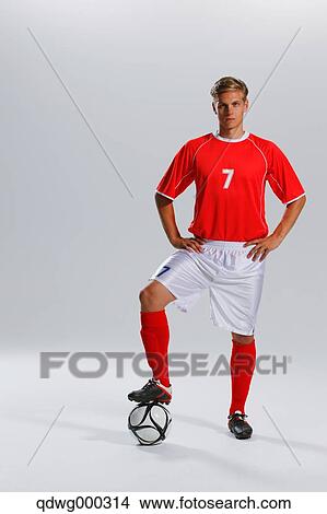 Soccer Player Standing With Ball View Large Photo Image Picture - Soccer Player Standing With Ball. Fotosearch