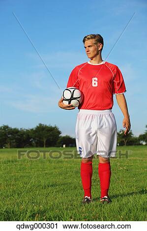 Soccer Player Standing With Ball View Large Photo Image Stock Image - Soccer Player Standing With Ball. Fotosearch